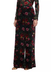 L'Agence Pilar Floral Velvet Wide-Leg Pants