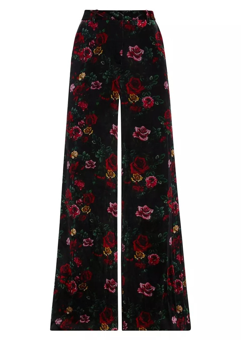 L'Agence Pilar Floral Velvet Wide-Leg Pants