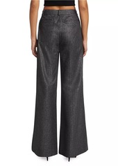 L'Agence Pilar Herringbone Wool-Blend Wide-Leg Pants