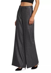 L'Agence Pilar Herringbone Wool-Blend Wide-Leg Pants