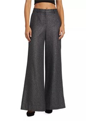 L'Agence Pilar Herringbone Wool-Blend Wide-Leg Pants