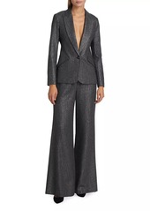 L'Agence Pilar Herringbone Wool-Blend Wide-Leg Pants