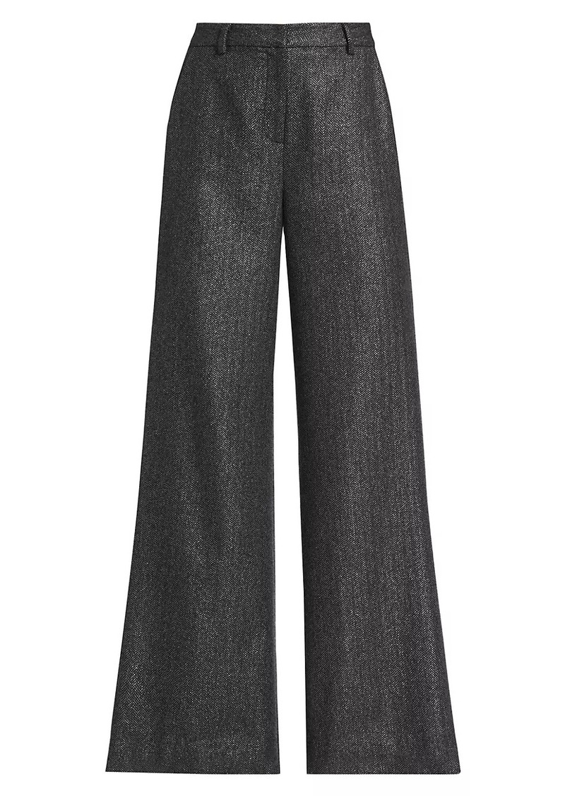 L'Agence Pilar Herringbone Wool-Blend Wide-Leg Pants