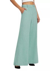 L'Agence Pilar Wool Herringbone Wide-Leg Pants