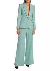 L'Agence Pilar Wool Herringbone Wide-Leg Pants