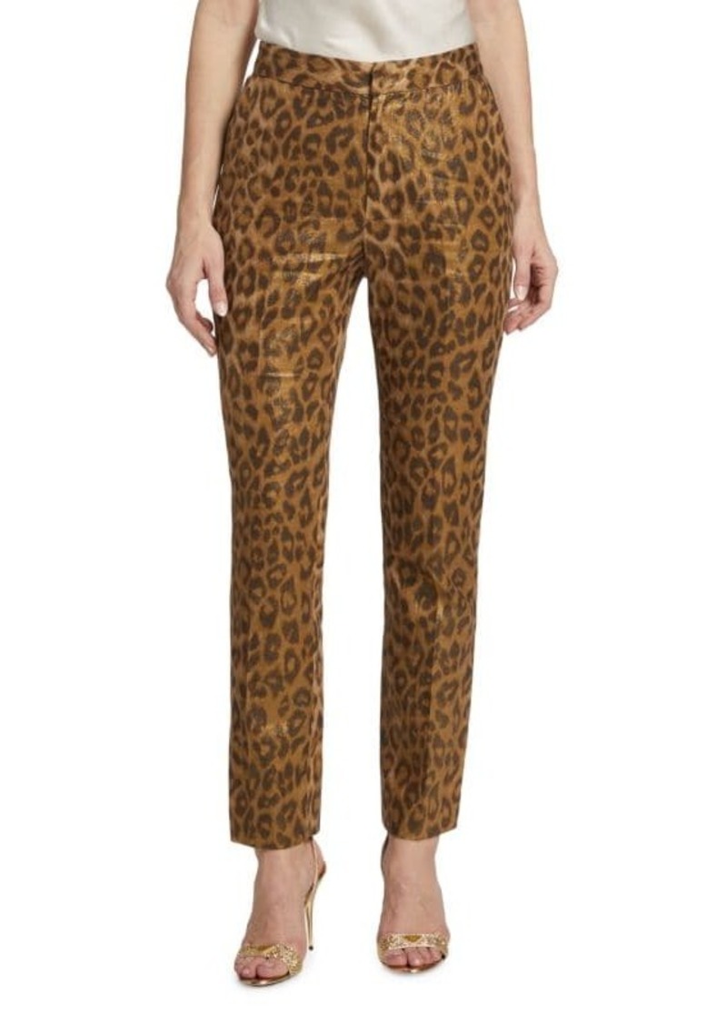 L'Agence Rebel Printed Linen Twill Straight Pants
