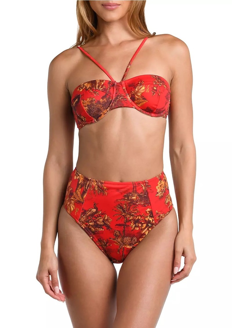L'Agence Red Jungle Vanessa High-Rise Bikini Bottom