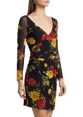 L'Agence Reiner Floral Faux-Wrap Minidress