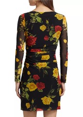 L'Agence Reiner Floral Faux-Wrap Minidress