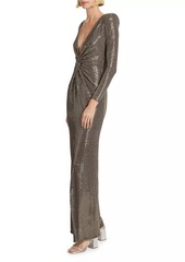 L'Agence Rosetta Metallic Maxi Dress