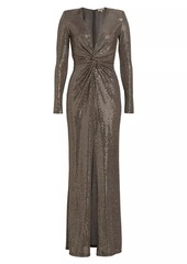 L'Agence Rosetta Metallic Maxi Dress