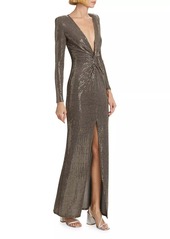 L'Agence Rosetta Metallic Maxi Dress