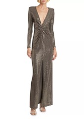 L'Agence Rosetta Metallic Maxi Dress