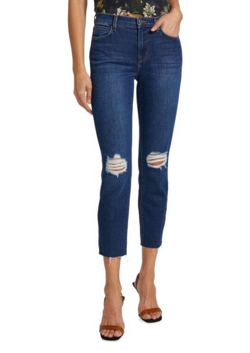 L'Agence Sada High-Rise Distressed Stretch Crop Jeans