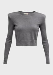 L'Agence Sky Cropped Strong-Shoulder Sweater