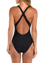 L'Agence Solids Lisa Plunge One-Piece Swimsuit