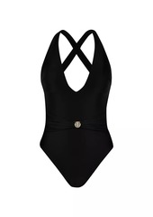 L'Agence Solids Lisa Plunge One-Piece Swimsuit