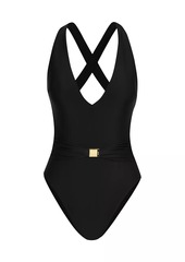 L'Agence Solids Lisa Plunge One-Piece Swimsuit