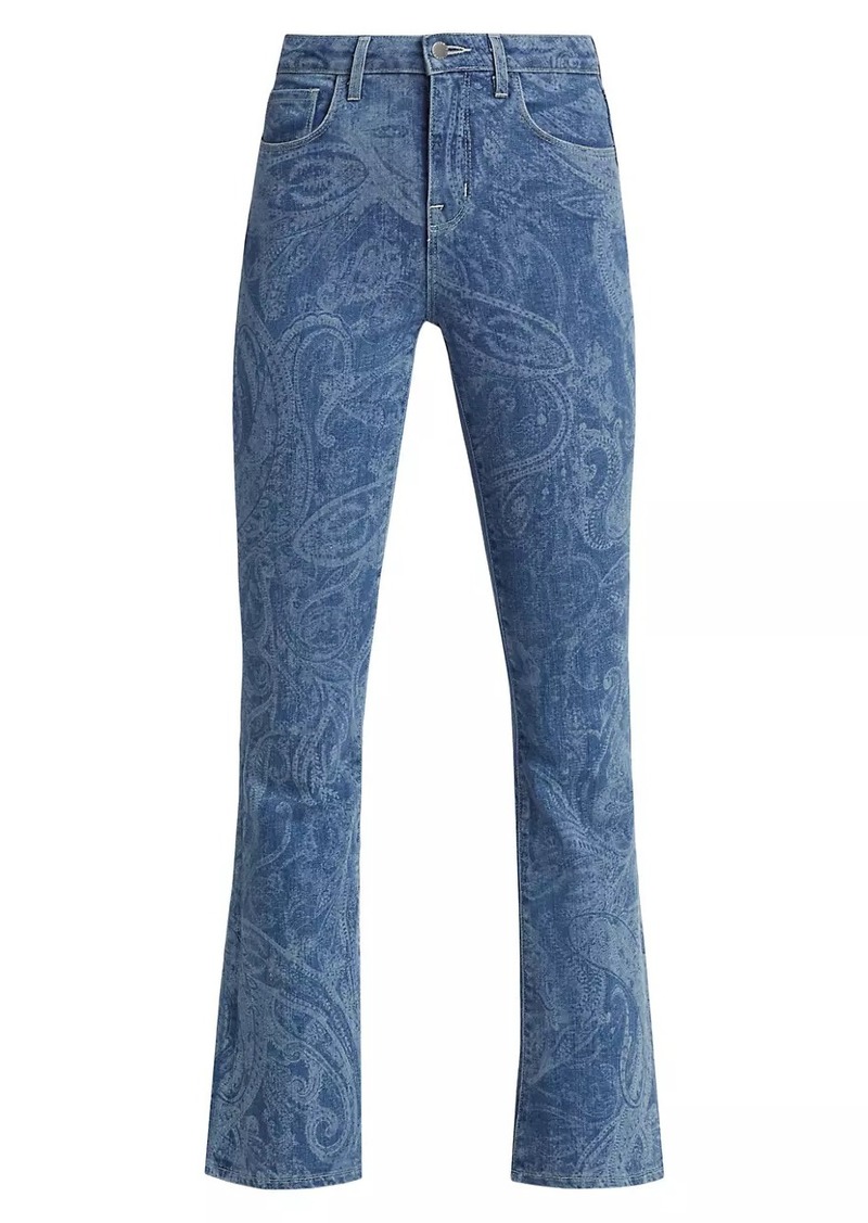L'Agence Stassi Paisley Stretch High-Rise Boot-Cut Jeans