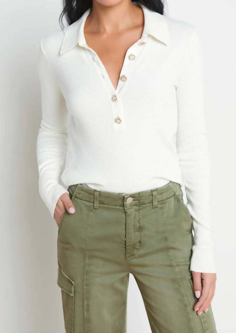 L'Agence Sterling Silk-Cotton Blend Sweater In Ivory