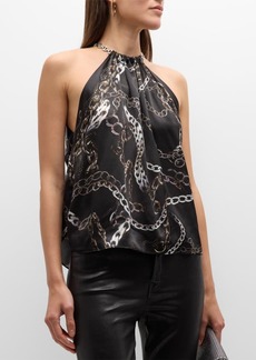 L'Agence Tillie Chain-Neck Scarf Top 
