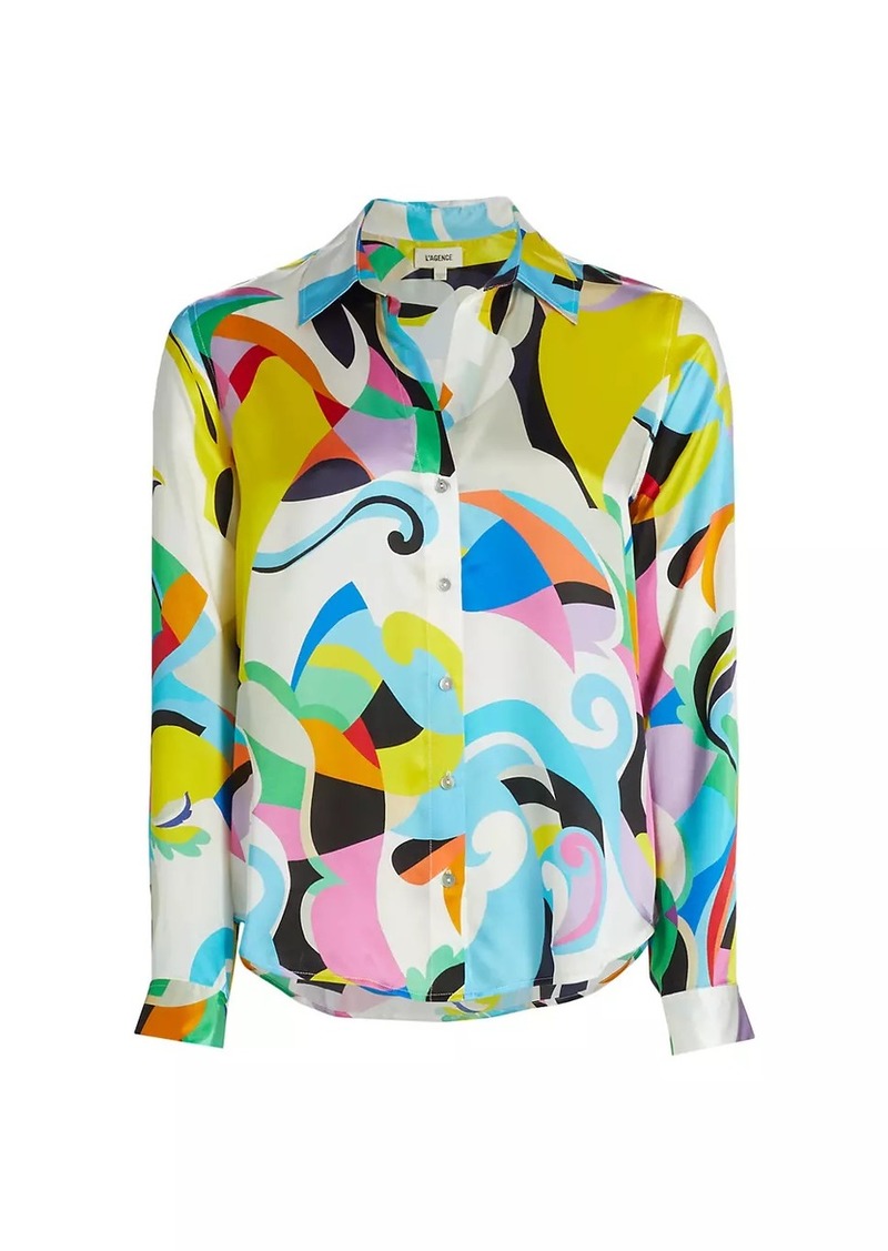 L'Agence Tyler Abstract Print Silk Blouse