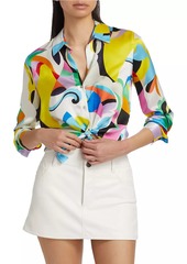 L'Agence Tyler Abstract Print Silk Blouse