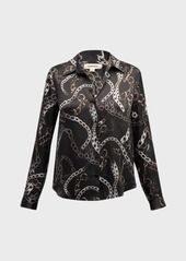 L'Agence Tyler Button-Front Silk Blouse