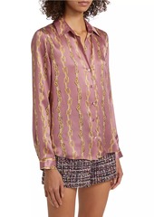 L'Agence Tyler Chain Print Silk Long-Sleeve shirt