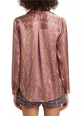 L'Agence Tyler Chain Print Silk Long-Sleeve shirt