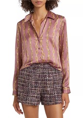 L'Agence Tyler Chain Print Silk Long-Sleeve shirt