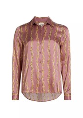 L'Agence Tyler Chain Print Silk Long-Sleeve shirt