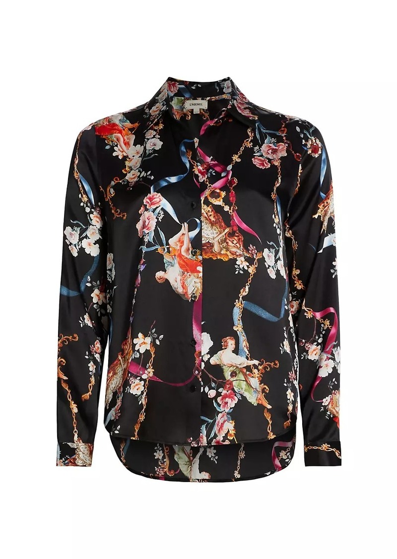 L'Agence Tyler Printed Silk Long-Sleeve Blouse