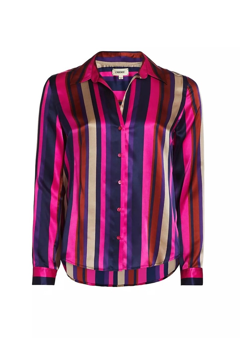 L'Agence Tyler Striped Silk Blouse