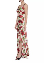 L'Agence Venice Floral Silk Cowlneck Gown