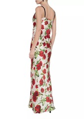 L'Agence Venice Floral Silk Cowlneck Gown