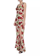 L'Agence Venice Floral Silk Cowlneck Gown