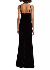 L'Agence Venice Velvet-Lace Cowlneck Gown