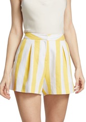 L'Agence Vittoria Striped High Waisted Shorts