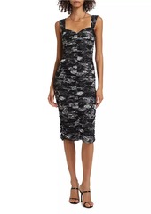 L'Agence Winslow Floral Ruched Sleeveless Midi-Dress