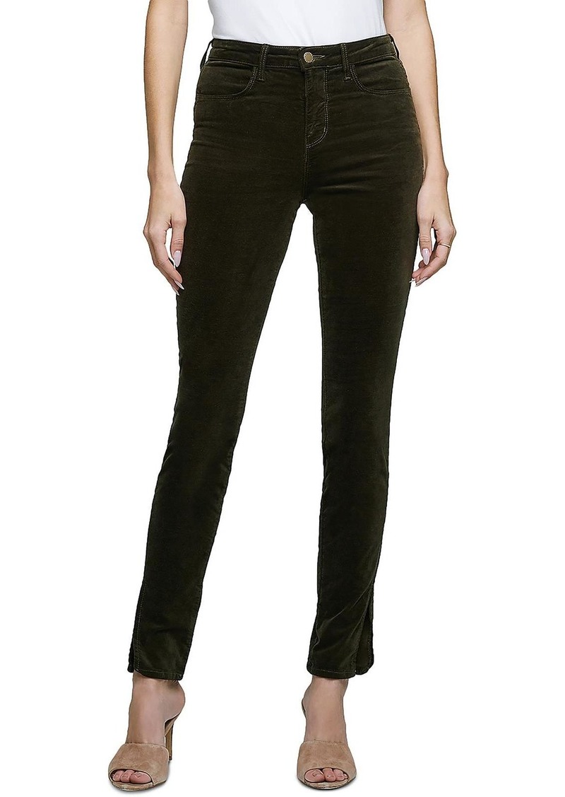 L'Agence Womens High Rise Faux Suede Skinny Pants