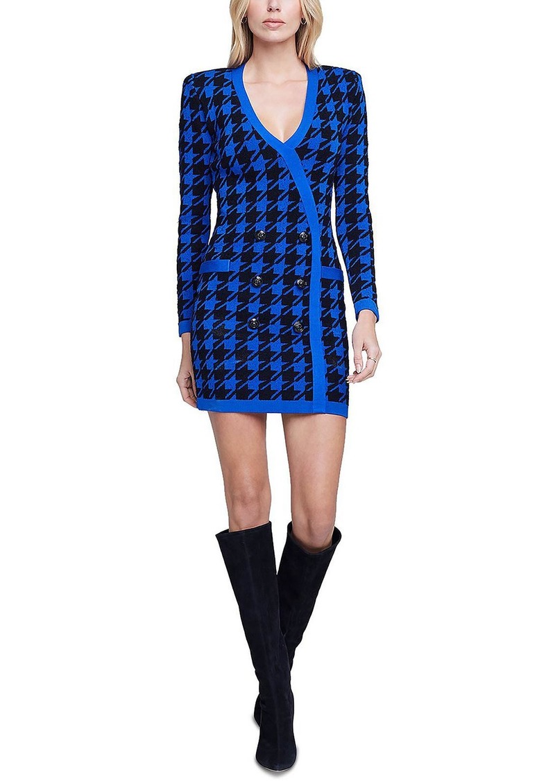 L'Agence Womens Houndstooth Mini Sweaterdress