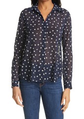 L'AGENCE Laurent Floral Embroidery Textured Chiffon Blouse