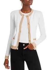 L'Agence Womens Ribbed Embellished Cardigan Sweater