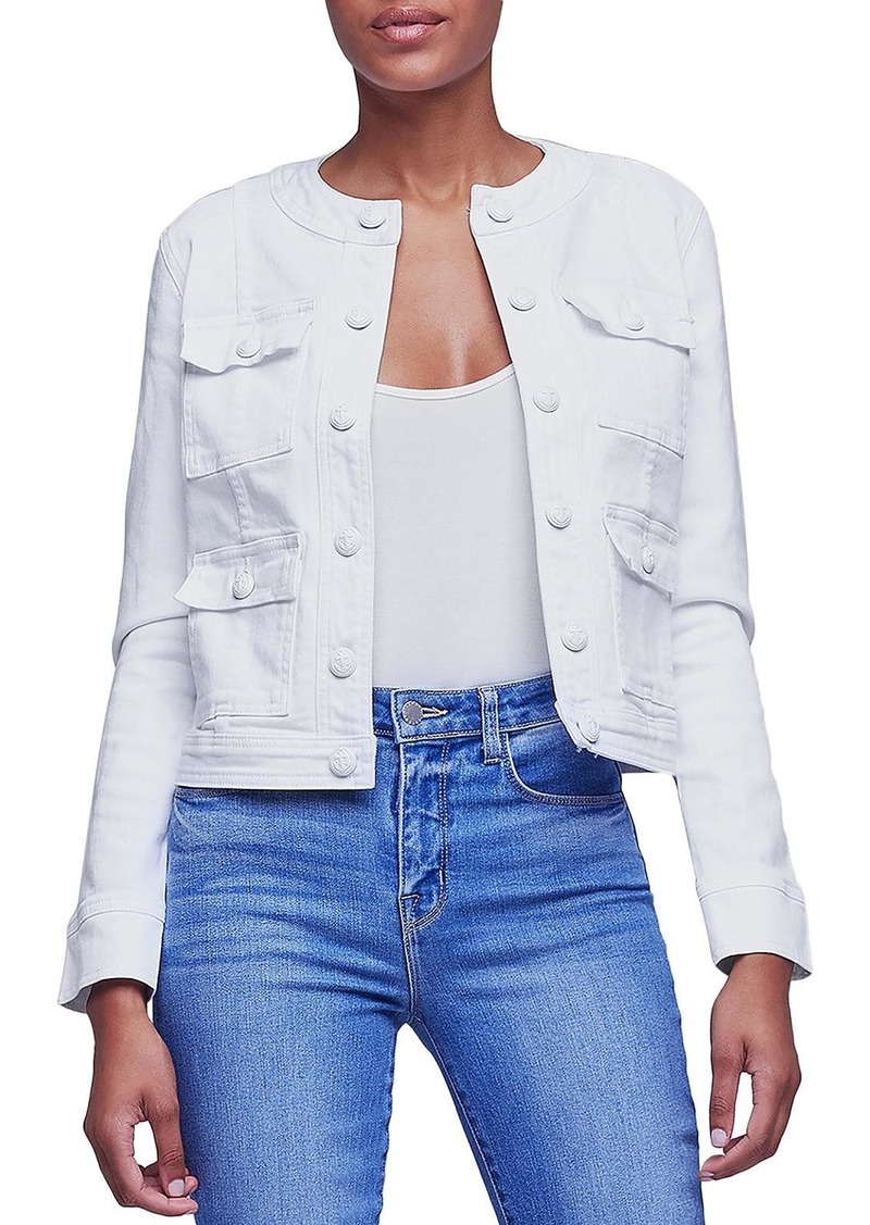 L'Agence Yari Womens Button Cotton Trucker Jacket