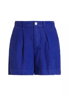 L'Agence Zahari High-Rise Pleated Linen Shorts