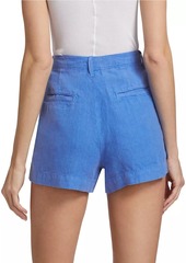 L'Agence Zahari Pleated Linen Shorts