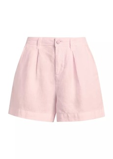 L'Agence Zahari Pleated Linen Shorts