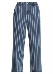 L'Agence Zayne Striped Denim Crop Trousers