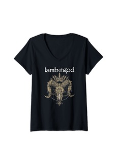 L.A.M.B. Womens Lamb of God – Steam Skull V-Neck T-Shirt